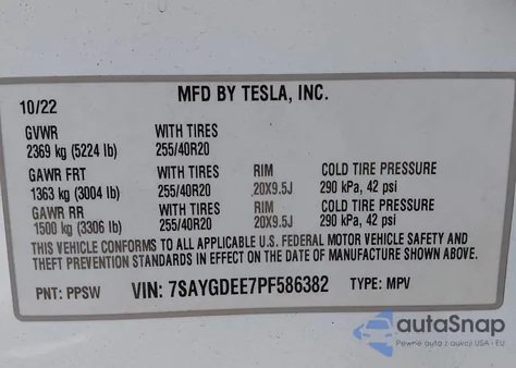 2023 Tesla Model Y Awd/Long Range Dual Motor All-Wheel Drive from USA, damaged, VIN 7SAYGDEE7PF586382